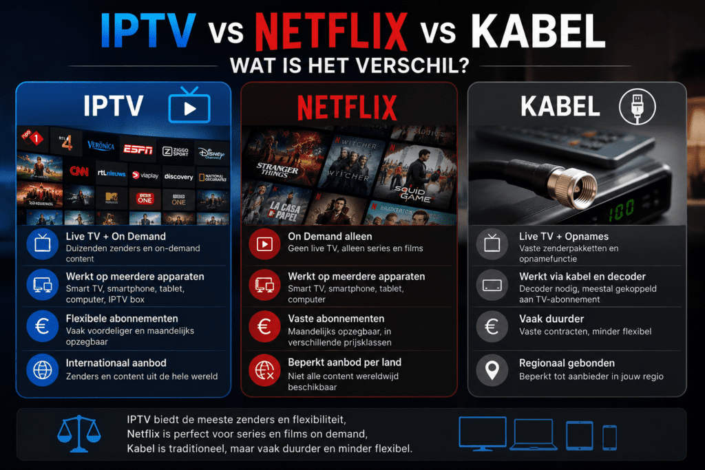 IPTV vs Netflix vs kabel – wat is het verschil?